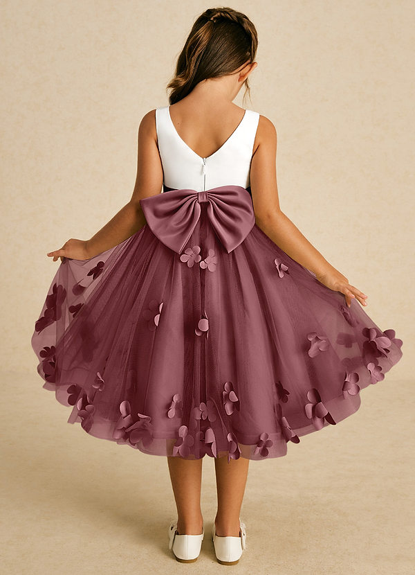 Azazie Sprout Flower Girl Dresses Desert Rose A-Line Bow Tulle Dress image1