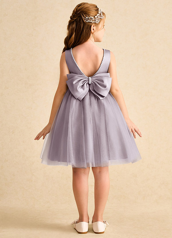 Azazie Jani Flower Girl Dresses Dusk A-Line Bow Tulle Dress image1