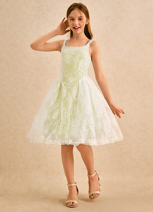 Azazie Cubbie Girls Formal Flower Girl Dresses Lemon Sorbet A-Line Lace Dress image1