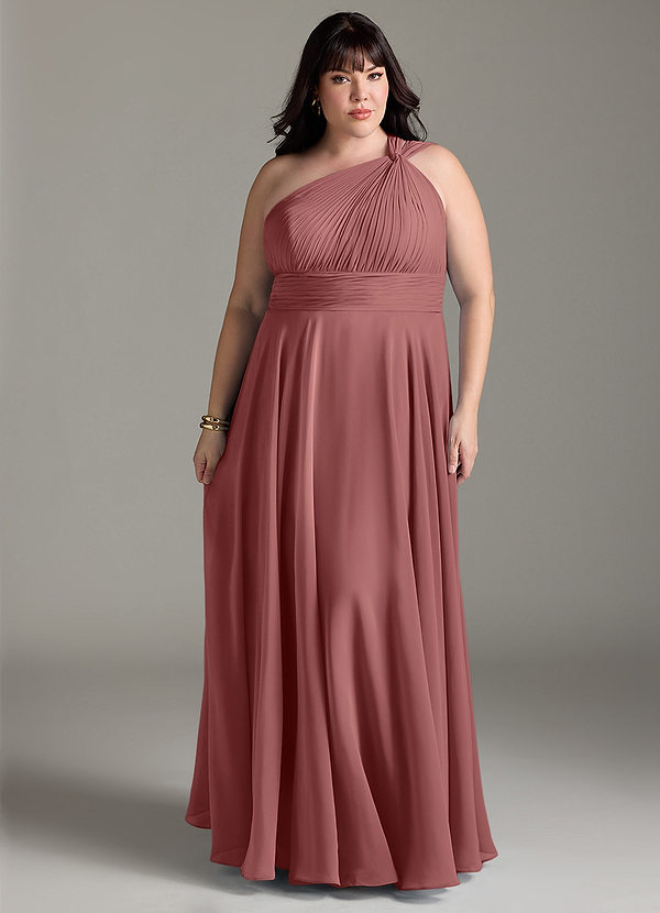 Azazie Charlize Bridesmaid Dresses Amethyst A-Line One Shoulder Chiffon Dress image1