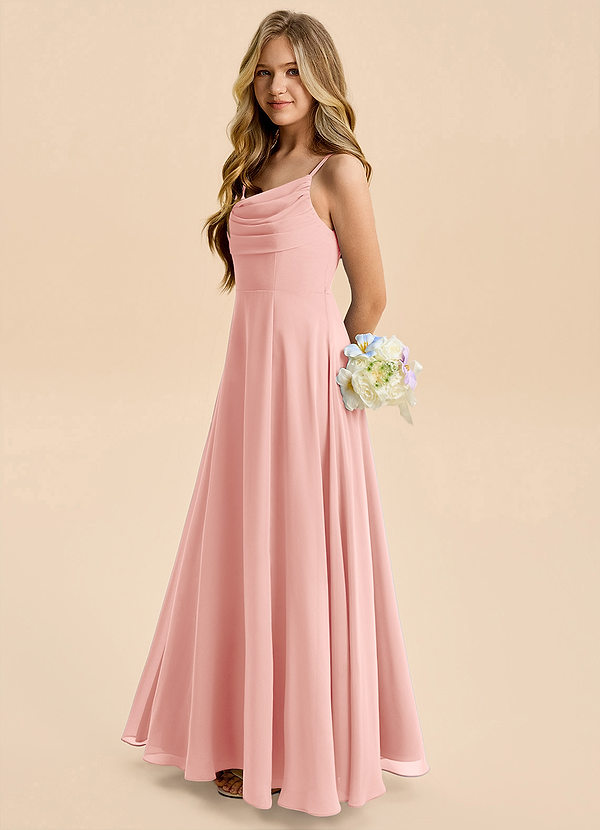 Azazie Gia Junior Rosette A-Line Pleated Chiffon Dress image1