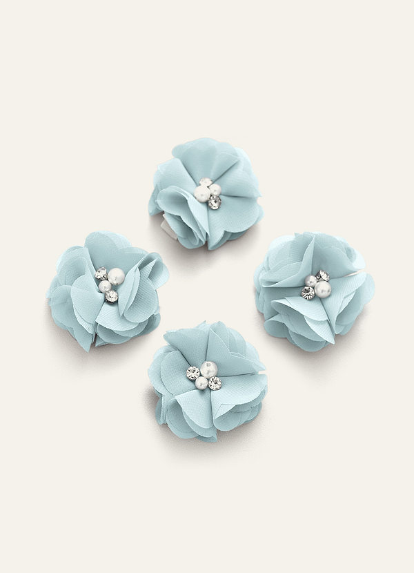 front Set di quattro fermagli per capelli in chiffon di colore coordinato