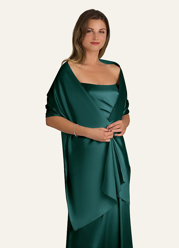 front Azazie Matching Color Ireland Metallic Satin Shawl