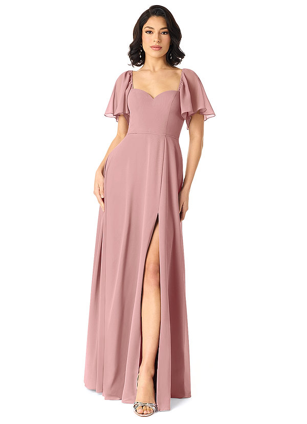 Azazie Chloe Bridesmaid Dresses Dusty Rose A-Line Sweetheart Neckline Chiffon Dress image1