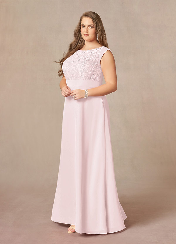 Azazie Bettina Mother of the Brides Dresses Blushing Pink A-Line Lace Chiffon Dress image1