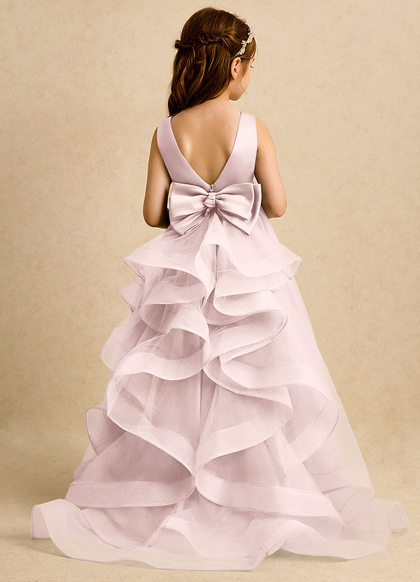 Azazie Lior Robes de cortège enfant Robe Princesse en Tulle Plissé Rose Pâle image1