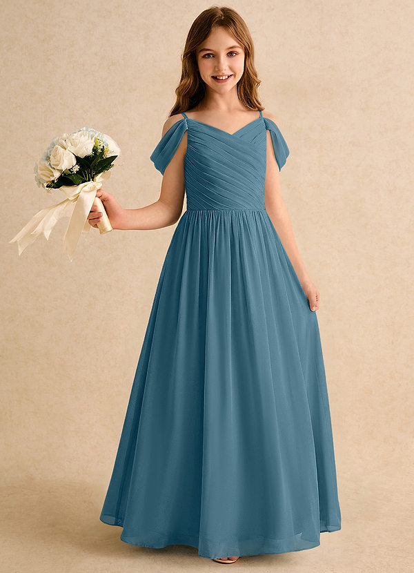 Azazie Chelo Girls Formal Klänningar för brudeflicka Klä A-Linje i Chiffong Plisserad image1