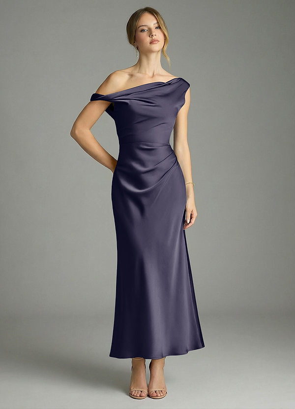 Azazie Emerson Brautjungfernkleider Meerjungfrau-Linie Schulterfrei Stretch-Satin Kleid Sturm image1