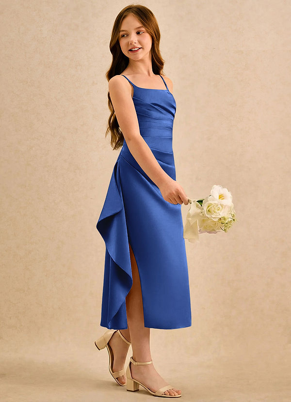 Azazie Canna Girls Formal Klänningar för brudeflicka Klä A-Line i Stretch Satin Plisserad image1