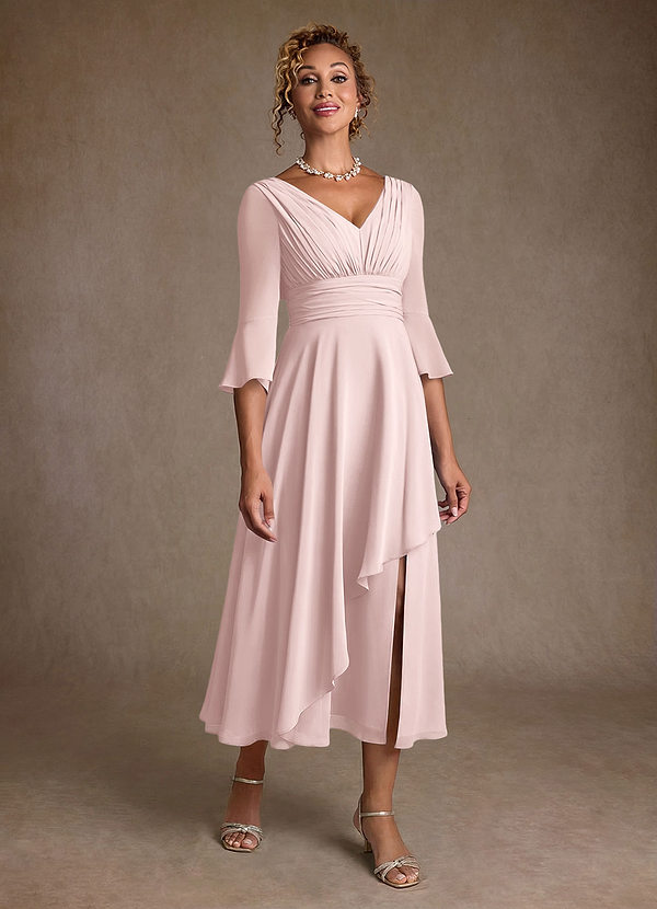 Azazie Aerynne Mother of the Brides Dresses Blushing Pink A-Line Pleated Chiffon Dress image1