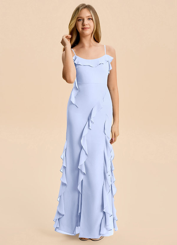 Azazie Phoebe Junior Osłona Marszczony Szyfon Długość podłogi Młodsza druhna Sukienka image1