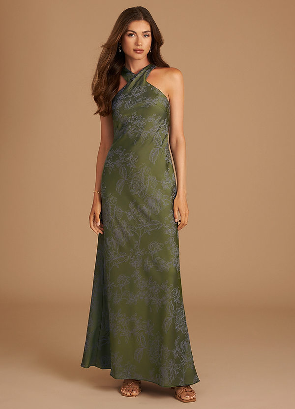 azazie doretta bridesmaid dresses Ready to Ship Olive Blossom Blossom Color:Light-Blue-Print YGroup_23SS5303 Clacive Sexy Slim White Halter neck fitting mermaid shape in