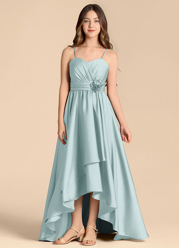 Azazie Catalina Junior Vestido de Neblina de Satén Elástico de Corte en A con Escote de Corazón image1