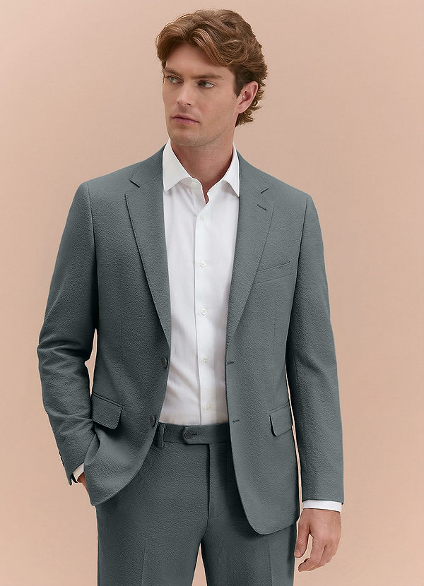 front Miles Grey Seersucker Suit Jacket