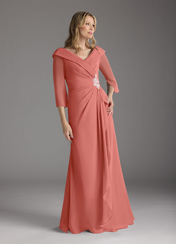 Azazie Jaycee Klänningar till brudens mor Klä A-Line i Chiffong Laxrosa image1