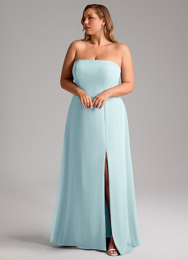 Azazie Wren Bridesmaid Dresses Sea Glass A-Line Side Slit Chiffon Convertible Dress image1