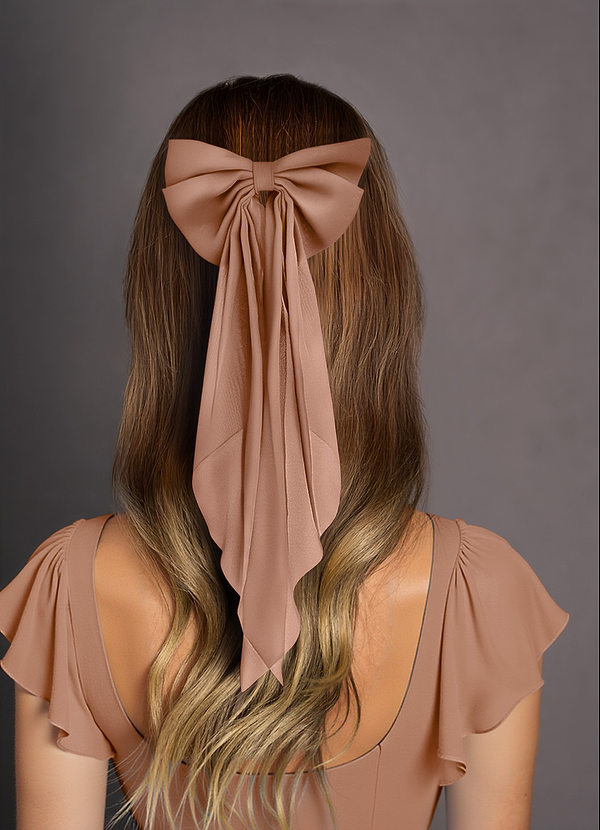 front Farblich passende Chiffon-Haarspange mit Schleife