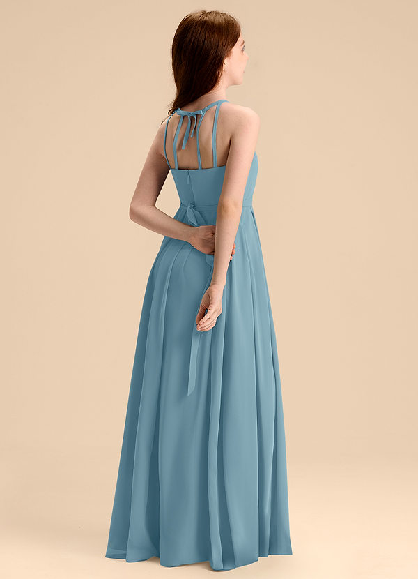 Azazie Arianthe Junior Abito A-Line in Chiffon Plissettato Blu Lunatico image1