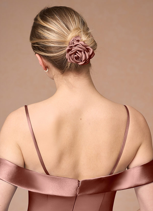 front Matching Color Matte Satin Rose Scrunchie Set
