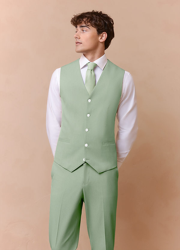 front James Dusty Sage Structured Stretch Suit Vest