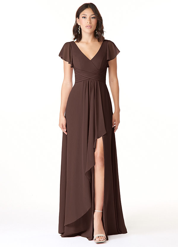 Azazie Omari Bridesmaid Dresses Ganache A-Line Chiffon Dress image1