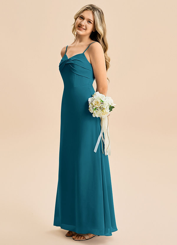 Azazie Jordyn Junior Klä av A-Line i Chiffong Älskling Halsringning image1