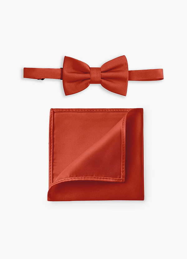 front Boy's Adjustable Stretch Satin Bow Tie & Pocket Square Set