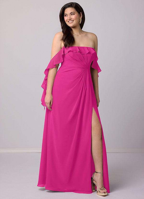 Barbie ♥ Azazie Bridesmaid Dresses A-Line Off the Shoulder Chiffon Floor-Length Dress image1