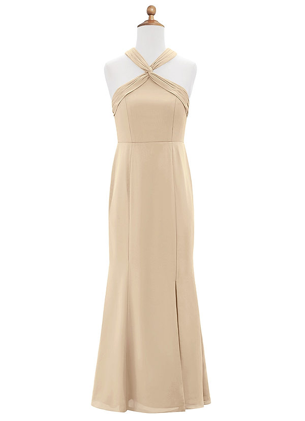 Azazie Rue Junior Champagne Mermaid Side Slit Chiffon Dress image1