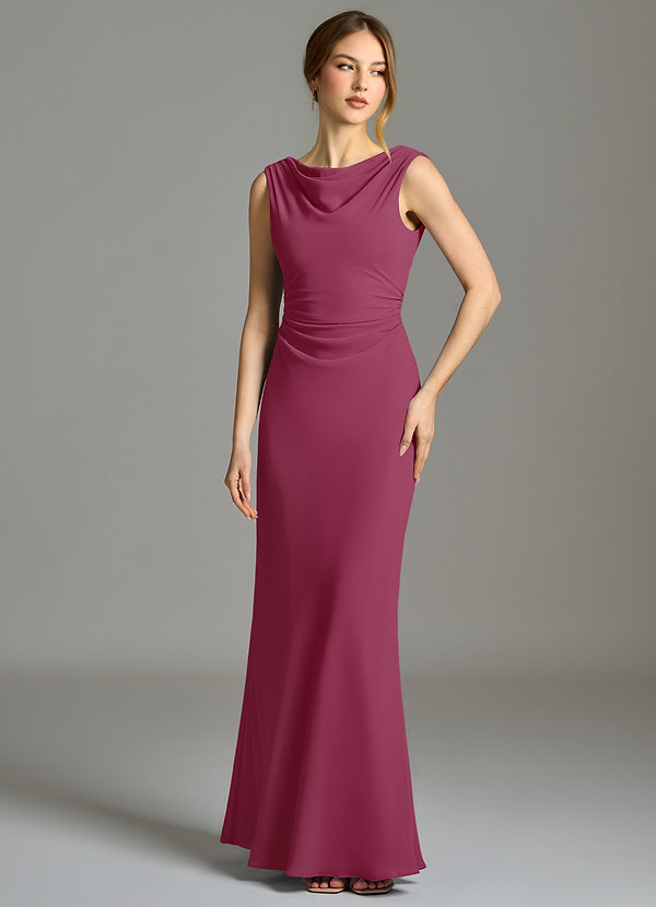 Azazie Kieryn Bridesmaid Dresses Mulberry Mermaid Pleated Chiffon Dress image1
