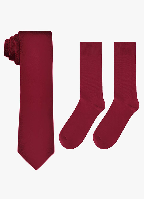 front Cravatta larga in raso opaco e calzini di cotone abbinati