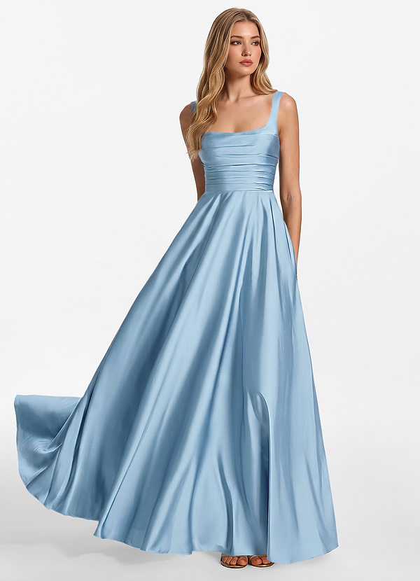 Margot Haze Blue Satin Corset A-line Dress image1