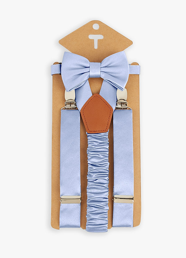 front Boy's Matching Matte Satin Bow Tie & Suspenders Set