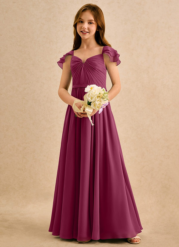 Azazie Meimei Girls Formal Klänningar för brudeflicka Klä A-Line i Chiffong Plisserad image1