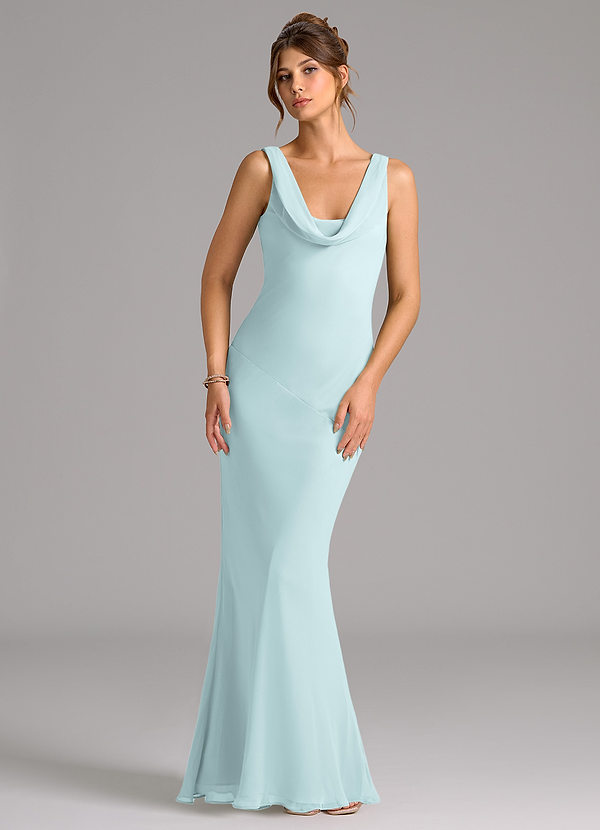 Azazie Rylina Bridesmaid Dresses Mist Mermaid Pleated Chiffon Dress image1