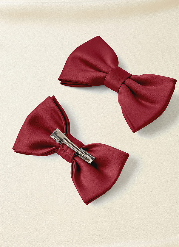 front Matte Satin Bow Hair Clip Set