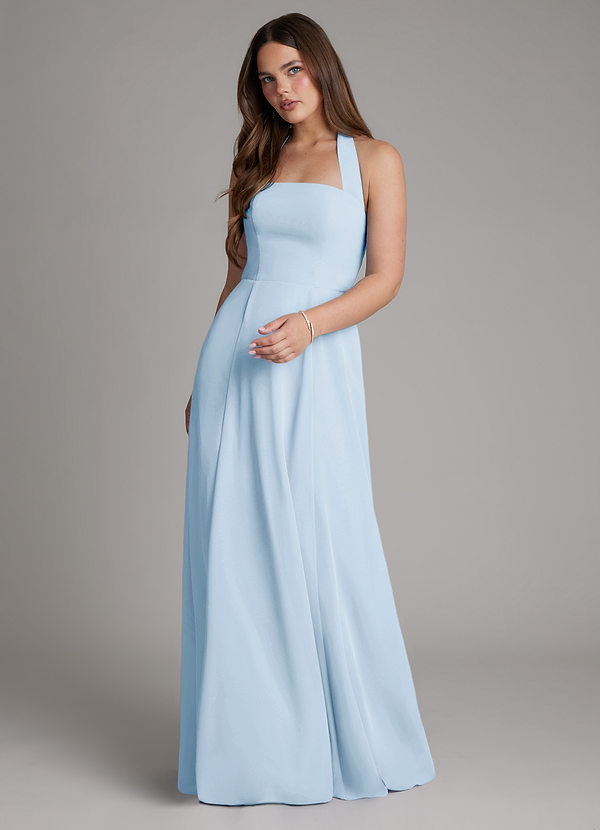 Azazie Irina Bridesmaid Dresses Sky Blue A-Line Pleated Chiffon Dress image1