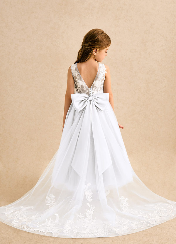 Azazie Mixie Flower Girl Dresses White Ball-Gown Lace Dress image1