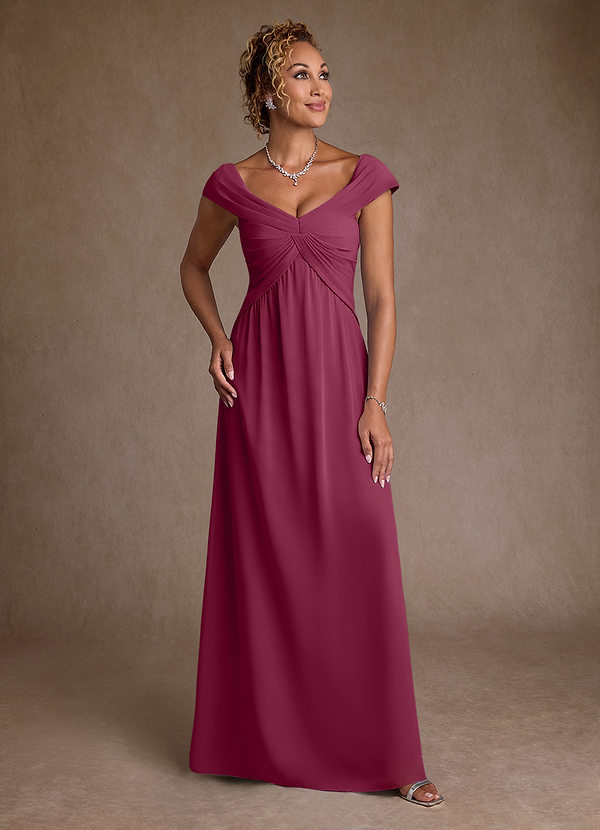 Azazie Myrtle Mother of the Brides Dresses Mulberry A-Line Pleated Chiffon Dress image1