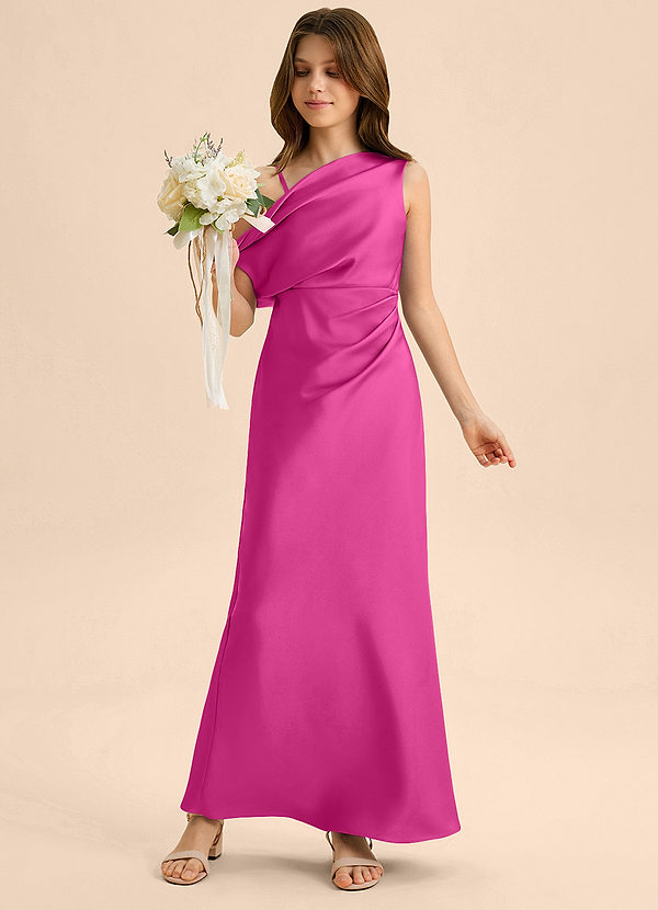 Azazie Emerson Junior Klä av Tubklänning i Stretch Satin Av axeln image1