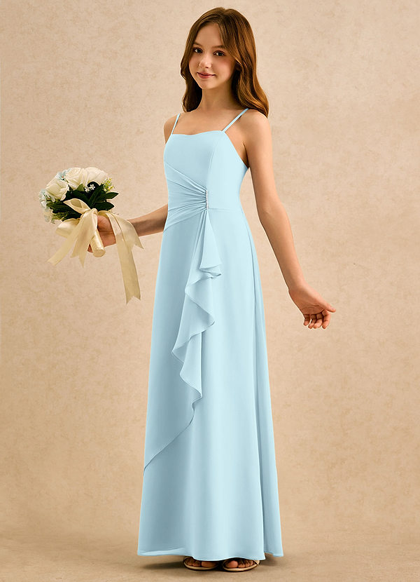 Azazie lolly Girls Formal Robes de cortège enfant Robe Trapèze en Mousseline de soie Plissé Bleu Nuage image1
