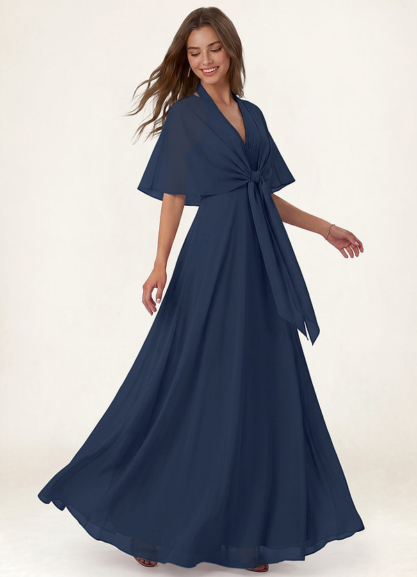 front Azazie Sciarpa in chiffon in tinta con allacciatura frontale