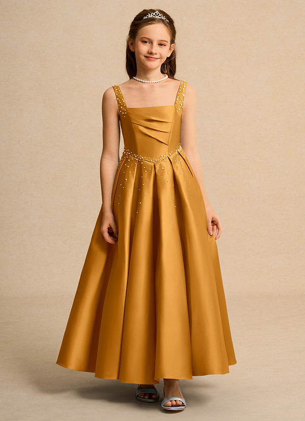 Azazie Mochi Girl Klänningar för brudeflicka Klä Balklänning i Matt satäng Plisserad image1