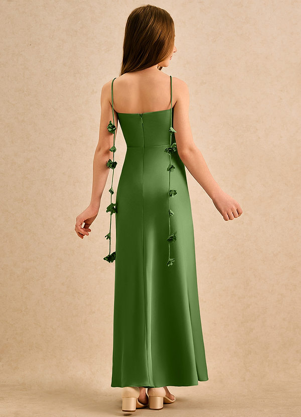 Azazie Kandi Girls Formal Vestidos de Niña de Flores Vestido de Albahaca de Satén Elástico de Corte en A con Escote de Corazón image1