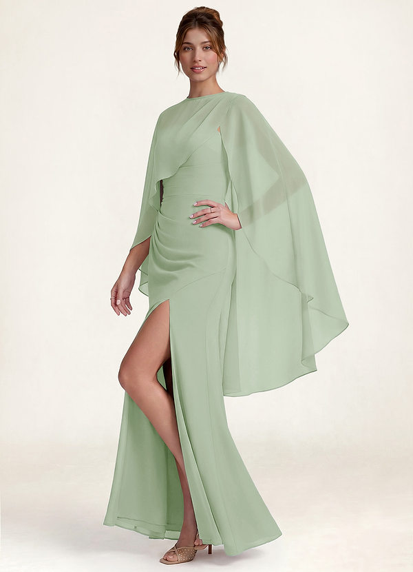 front Azazie Matching Color Asymmetric Chiffon Shawl