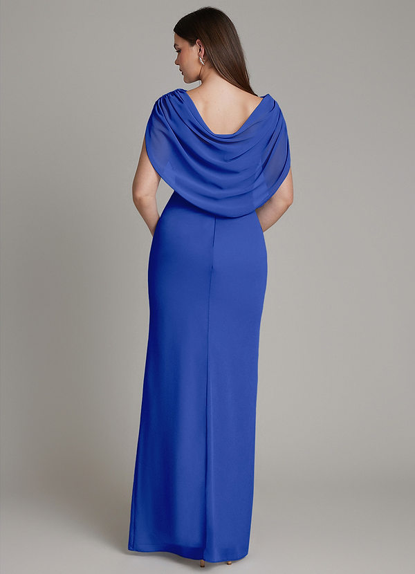Azazie Hadley Robes Demoiselle d'honneur Robe Sirène en Mousseline de soie Plissée Bleu Roi image1