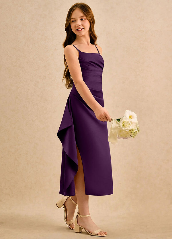 Azazie Canna Girls Formal Klänningar för brudeflicka Klä A-Line i Stretch Satin Plisserad image1