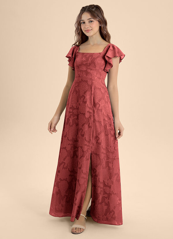 Bondi Junior Terracotta A-Line Bow Floral Burnout Dress image1