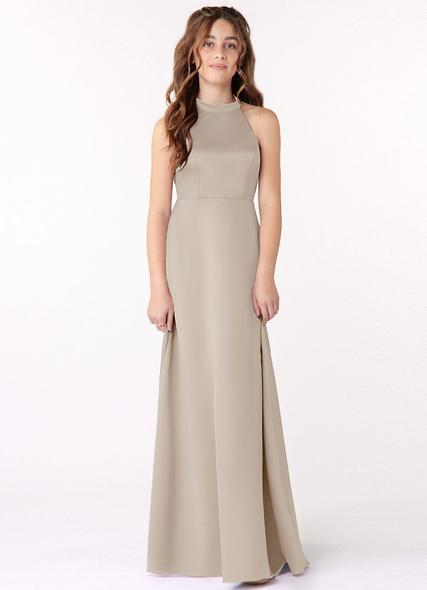 Azazie Laurel Junior Frost A-Line Stretch Satin Dress image1