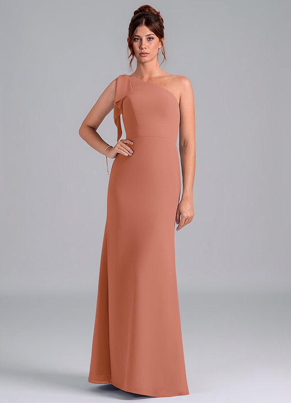 Azazie Rinna Bridesmaid Dresses MAI TAI Mermaid One Shoulder Chiffon Dress image1